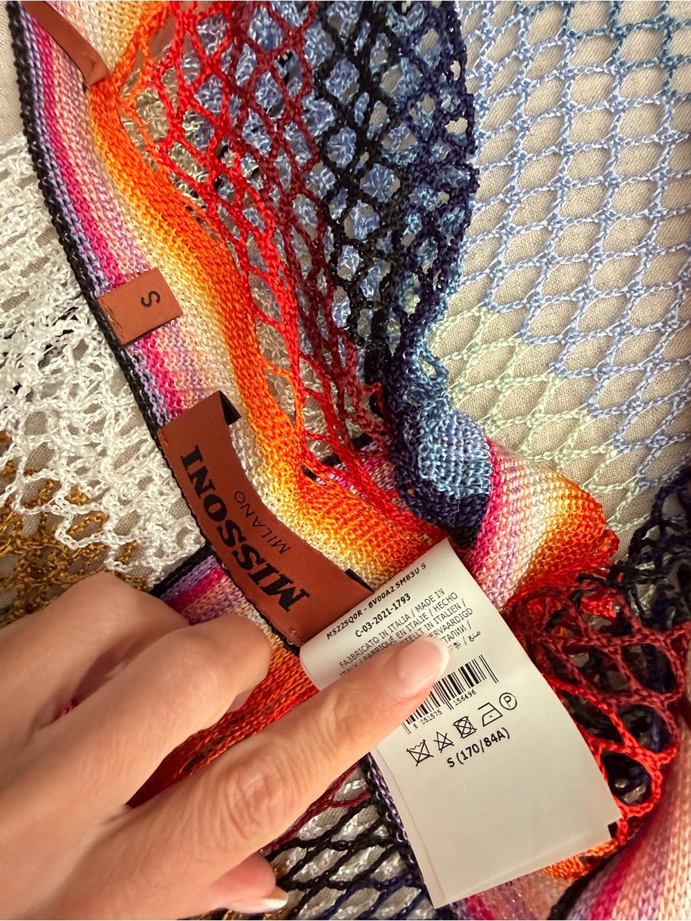 Multicolor Crochet Mesh Maxi Dress - Rainbow Stripes - Picture 3 of 7